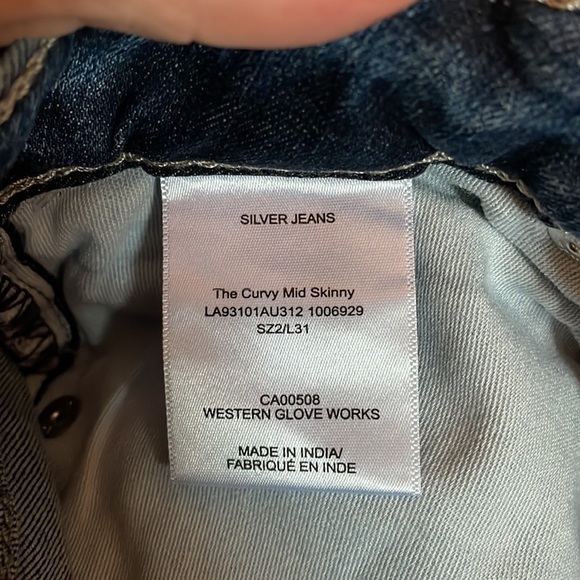 Silver Jeans Womens 2 Long The Curvy Mid Skinny Stretch Denim NEW - Picture 14 of 15